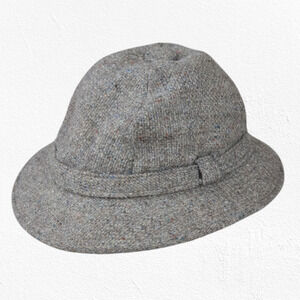 70s Vintage Brown Tweed Borsalino USA Union Made Casual Fedora Safari Wool Hat